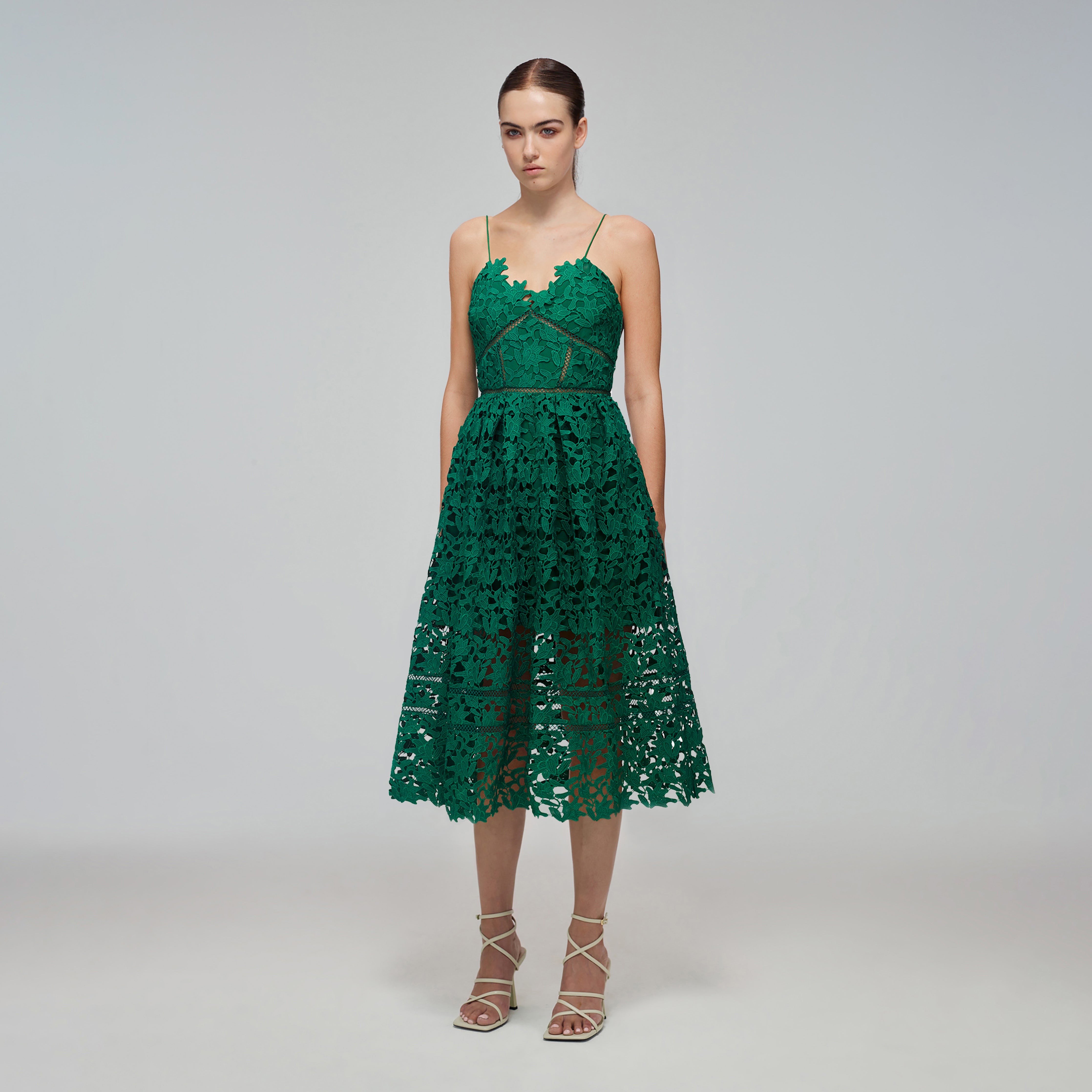 Green Azaelea Midi Dress | self-portrait